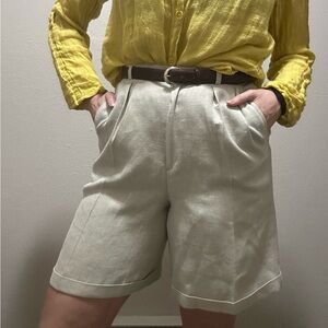 Vintage Giorgio Sant’Angelo Linen Pleated Shorts Size 10 Old Money Coastal